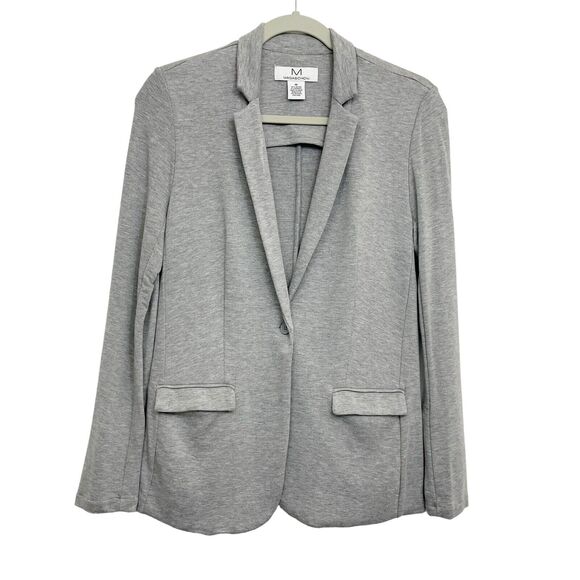 Magaschoni Jackets & Blazers - Magaschoni Ponte Knit Blazer Medium Gray One Button Stretch Rayon